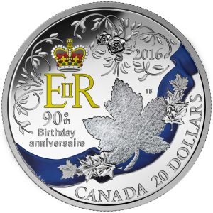 504e canada 2016 90th birthday 1oz silver reverse 300x300 - 504E Canada 2016 90th Birthday 1oz Silver Reverse