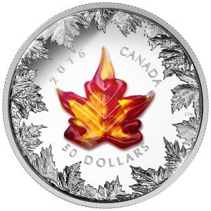 2016 50 fine silver coin murano maple leaf autumn radiance reverse 300x300 - 2016 $50 Fine Silver Coin - Murano Maple Leaf - Autumn Radiance Reverse