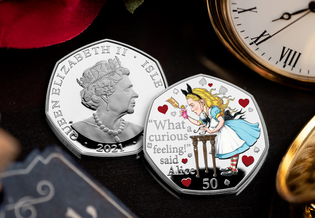 2021 IOM Silver Proof 50p Alice in wonderland obverse reverse lifestyle - JUST RELEASED: The FIRST EVER Alice's Adventures in Wonderland 50p Coins
