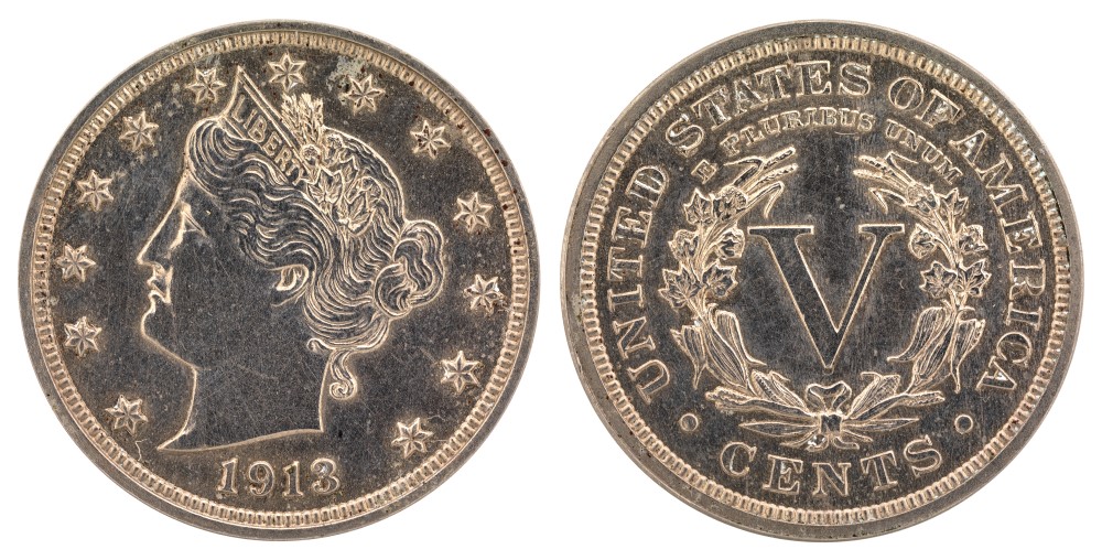 NNC US 1913 5C Liberty Nickel cents - The US coin that sold for $4.2 million