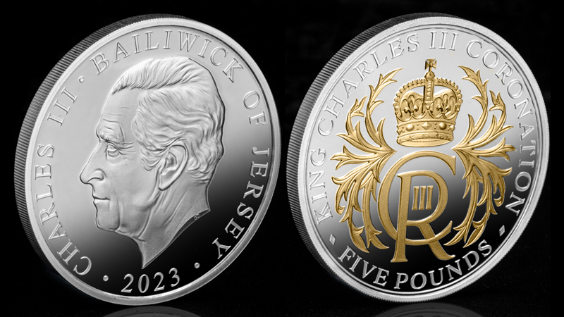 Coronation Silver 5 Jersey CPM Lifestyle obverse reverse.jpg - A Royal Celebration like no other and a coin range to match