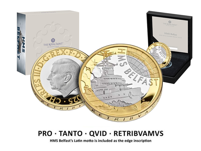 log image 3 coin and packaging - HMS Belfast &pound;2 Coin: One of the UK&rsquo;s Prized Maritime Defenders Honoured on an Official &pound;2 Coin!