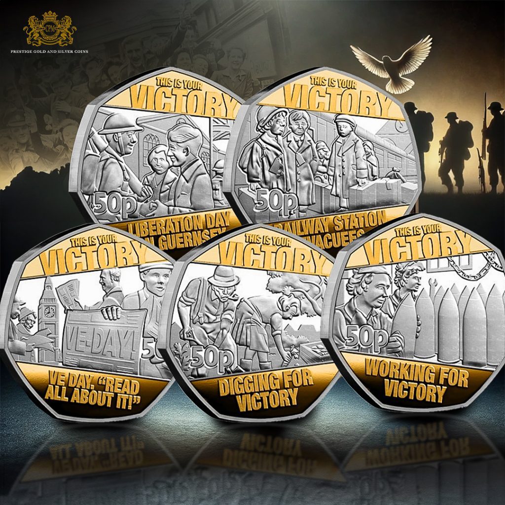 Commemorating the 80th Anniversary of VE Day with a Stunning 50p Collection CPM Ve day silver proof 50p coins 2 1024x1024 - Commemorating the 80th Anniversary of VE Day with a Stunning 50p Collection