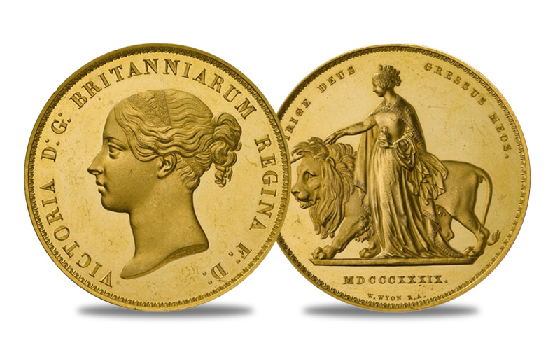 1839 Una and the Lion Gold 5 - The Rarest Coins in British History